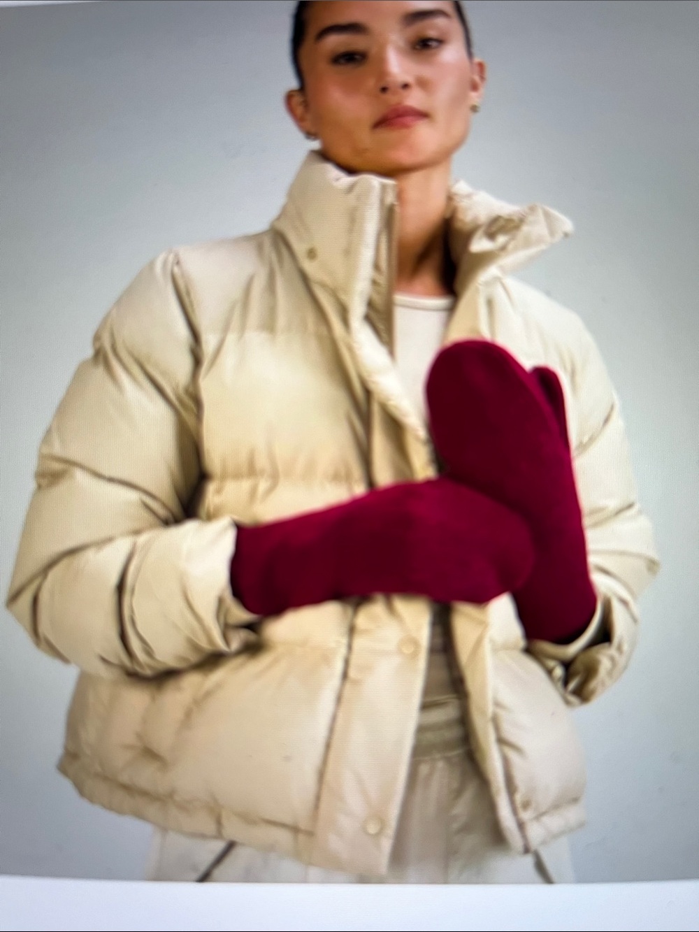 NWT Lululemon Ribbed Merino Wool Blend Knit Mittens Pomegranate